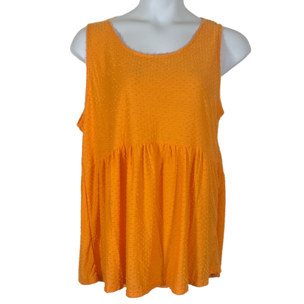 Chic Soul Tangerine Swiss Dot Baby Doll Tank Top SKU1019